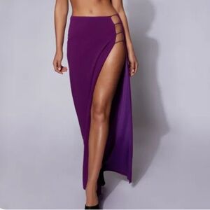 MESHKI
Anastasia Diamante Rope Maxi Skirt With Split - Grape NWT